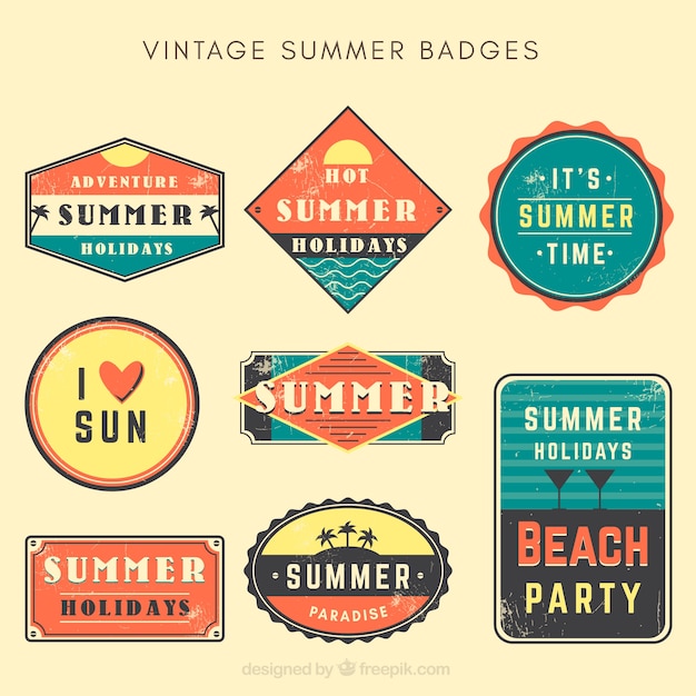 Collection of retro summer stickers