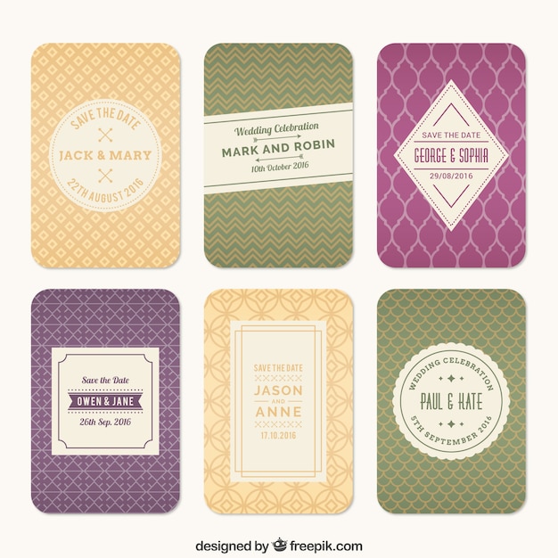 Free vector collection of retro wedding cards