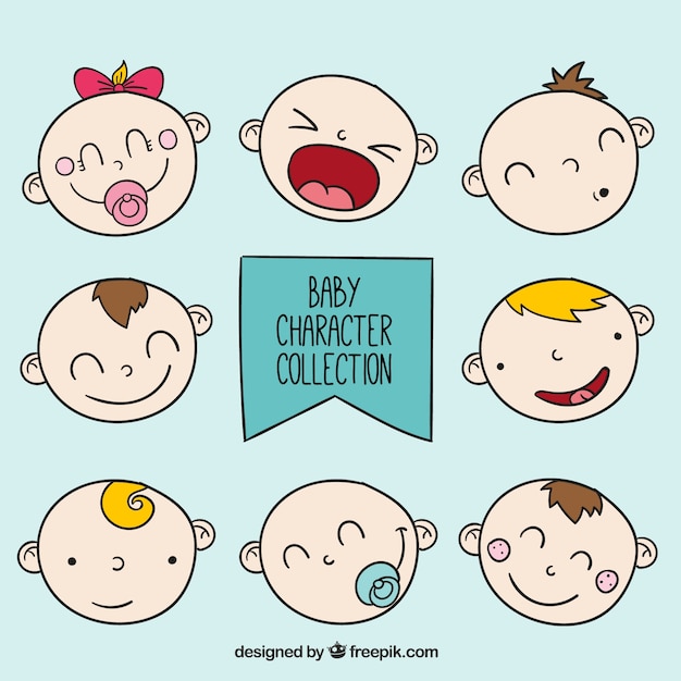 Free vector collection of round faces of babies