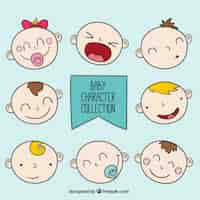 Free vector collection of round faces of babies