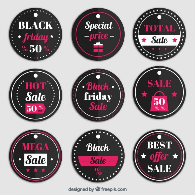 Collection of round labels for black friday