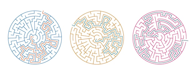 Free vector collection of round maze pattern banner challenge for your kids