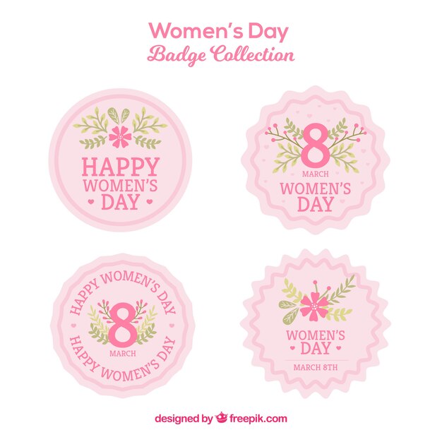 Коллекция круглых розовых женских значков