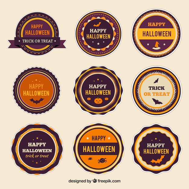 Collection of rounded halloween stickers