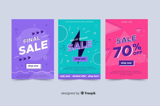 Free vector collection of sale banner memphis style