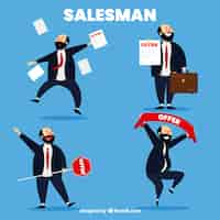 Free vector collection of salesman in different positions