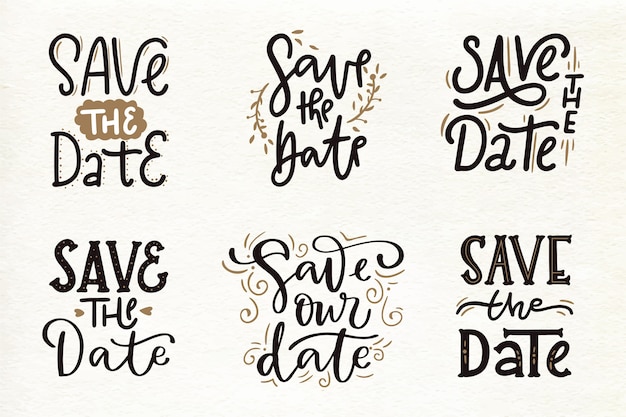 Collection of save the date wedding lettering