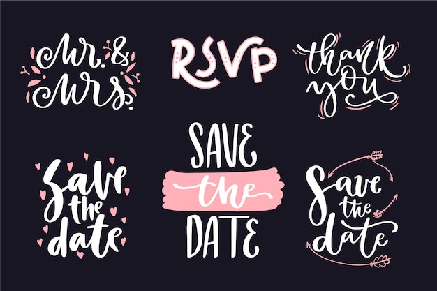 Free vector collection of save the date wedding lettering