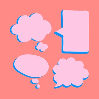 Collection set of pink blank speech bubble text with different shape flat vector illustration