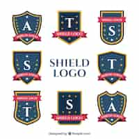 Free vector collection of shield logos with capital letters