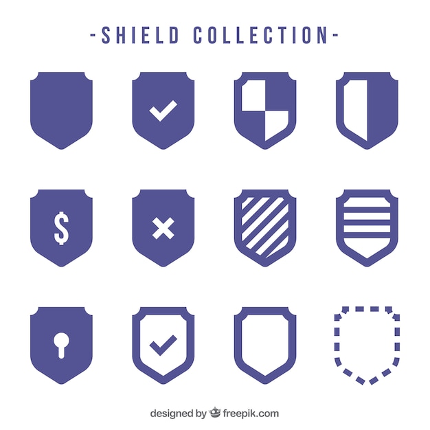 Collection of shields in flat design