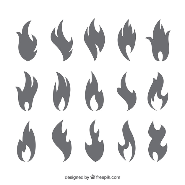 Collection of silhouettes of flames