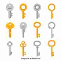 Free vector collection of silver and golden keys