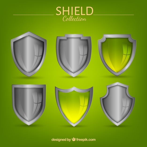 Free vector collection of silver shields