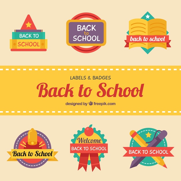 Free vector collection of six back to school badges