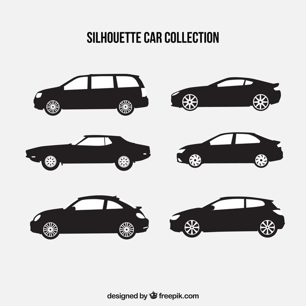 Free Vector collection of six car silhouettes
