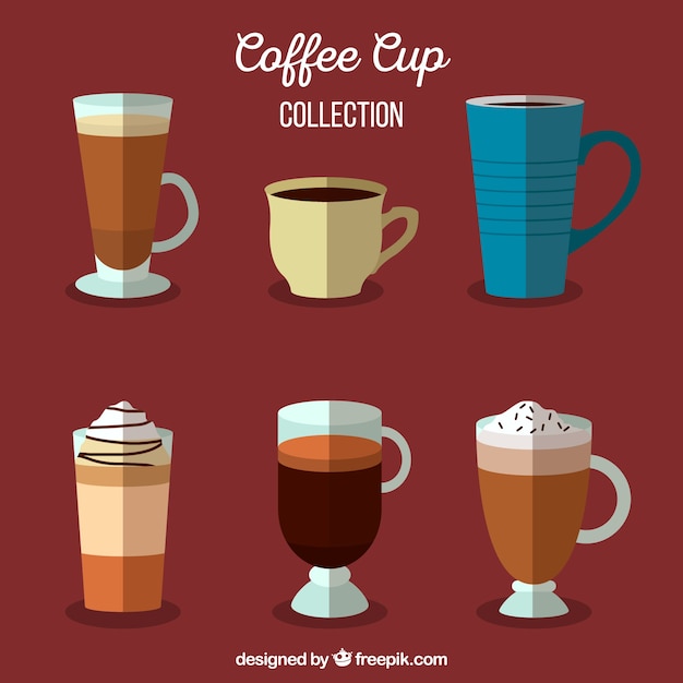 Collection of six coffee cups