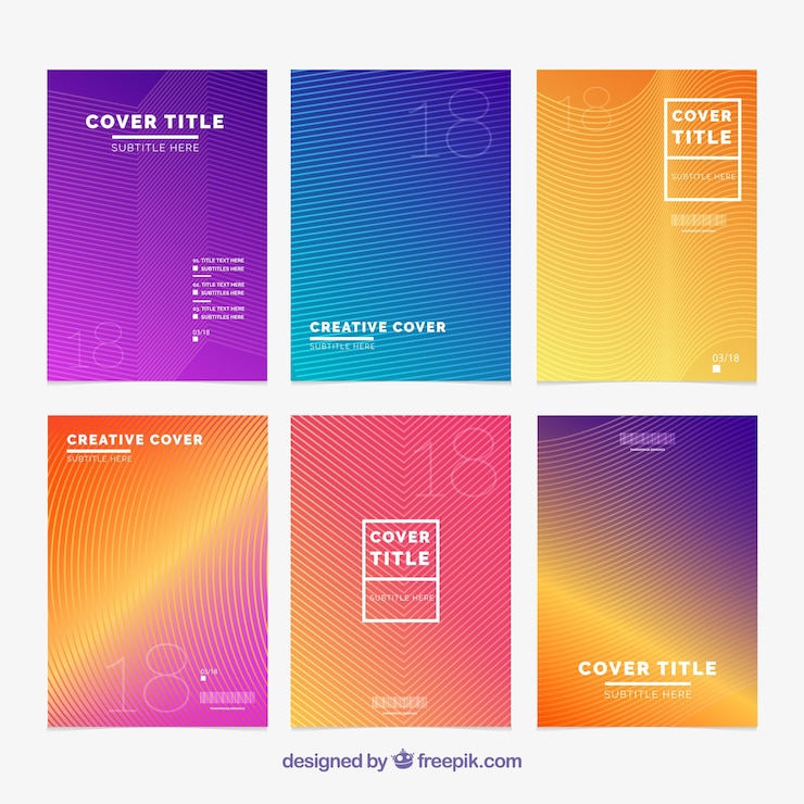 Free Vector collection of six covers with abstract lines
