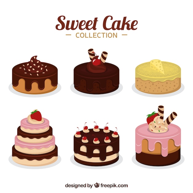 Коллекция из шести разных тортов