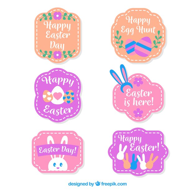 Free vector collection of six easter badges