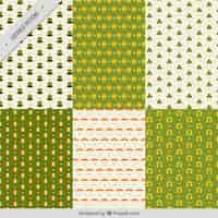 Free vector collection of six flat patterns for st patrick's day