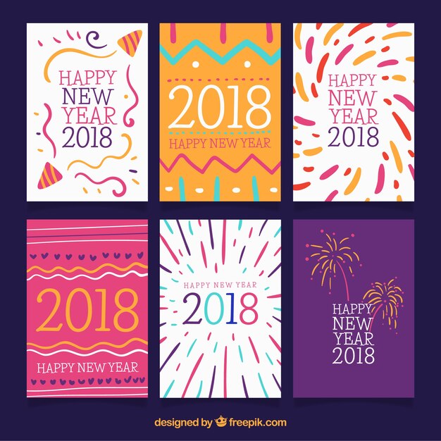 Collection of six new year cards