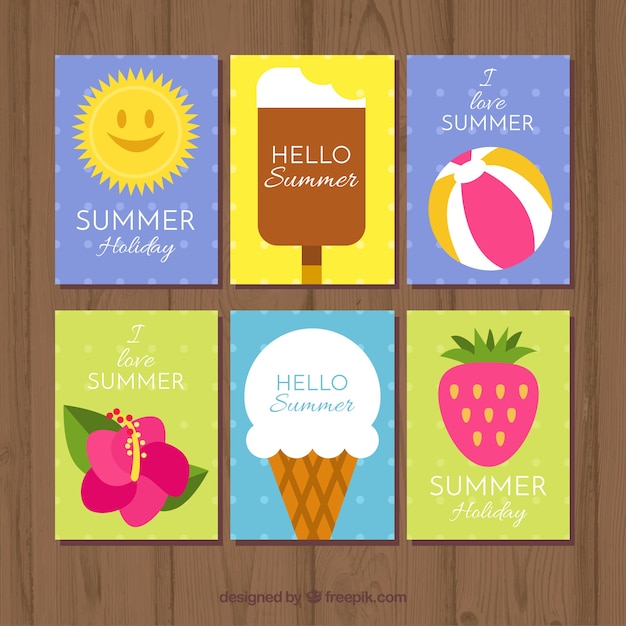 Collection of six summer cards