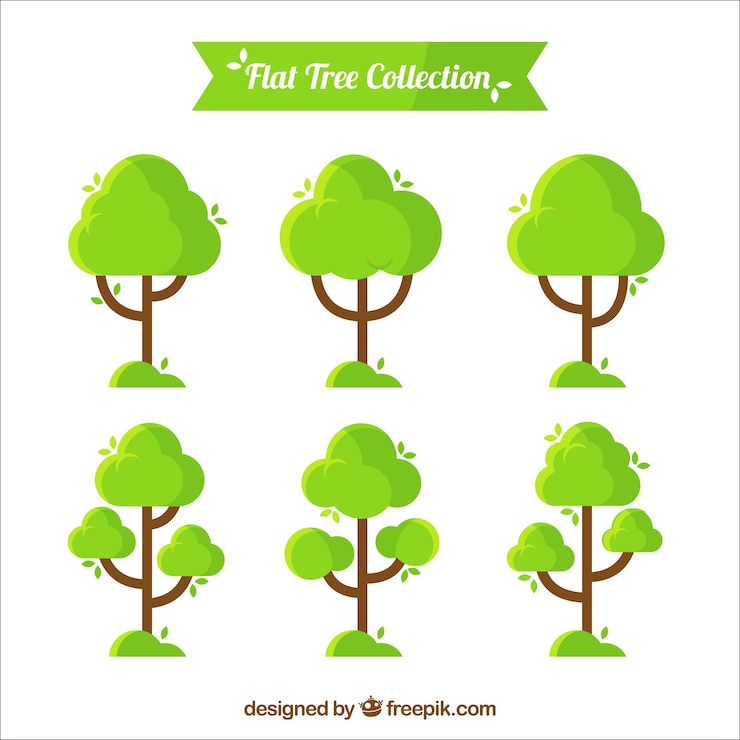 Free Vector collection of six trees with different designs