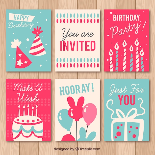 Collection of six vintage birthday cards