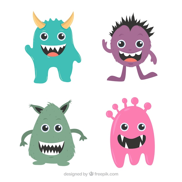 Collection of smiling monsters