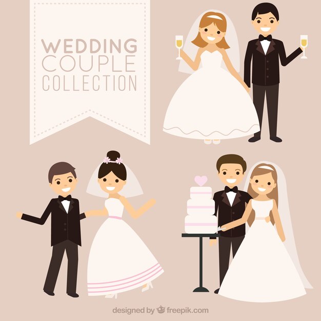 Collection of smiling newlywed couples