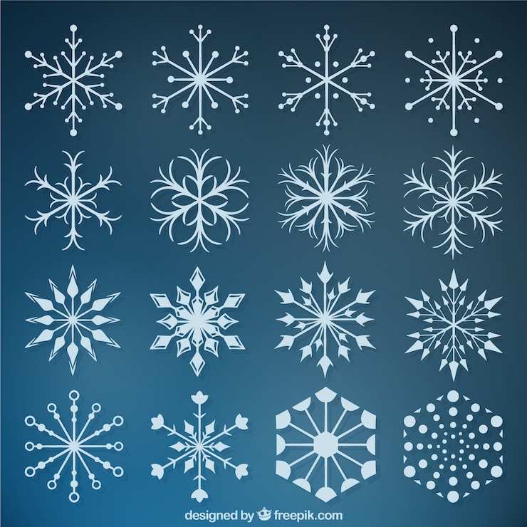 Free Vector collection of snowflakes flat in geometric style
