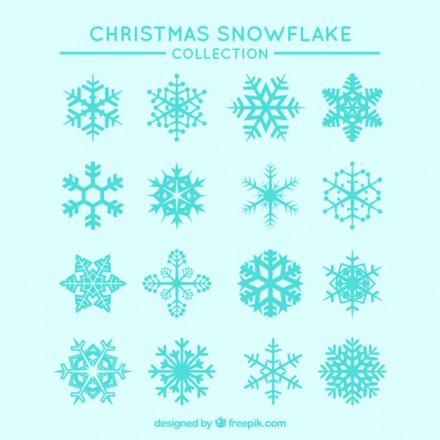 मुफ़्त वेक्टर collection of snowflakes in light blue color