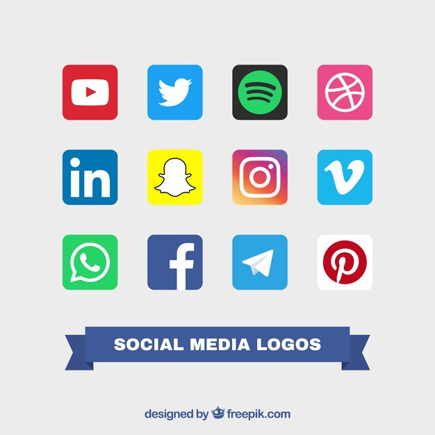 Collection of social logos color logos