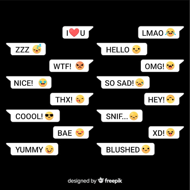 Collection of speech balloons with different emojis