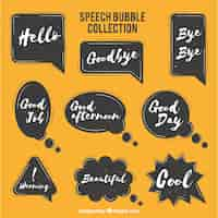 Free vector collection of speech bubble in blackboard effect