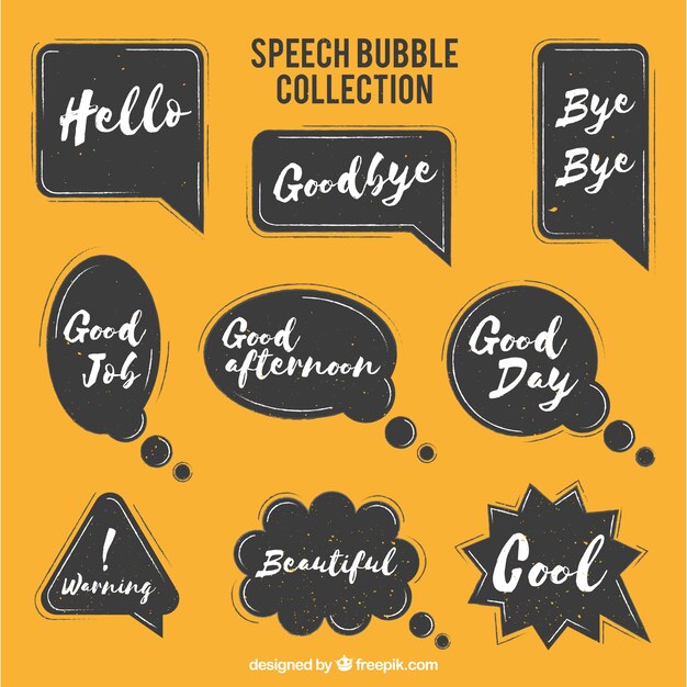 Collection of speech bubble in blackboard effect