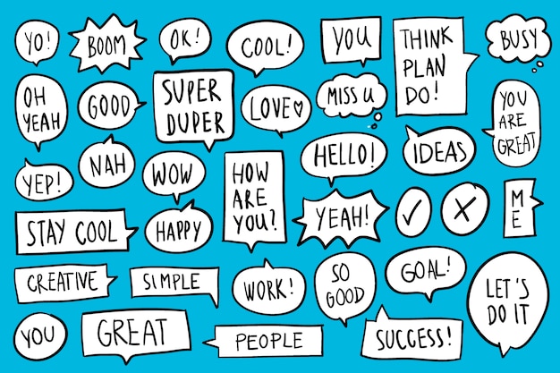 Free vector collection of speech bubbles on blue background vector