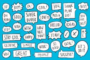 Free vector collection of speech bubbles on blue background vector