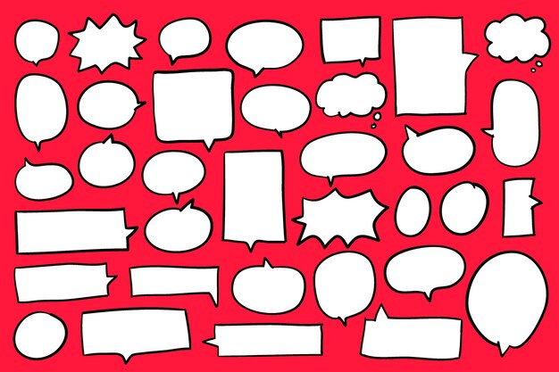 Free vector collection of speech bubbles on red background vector