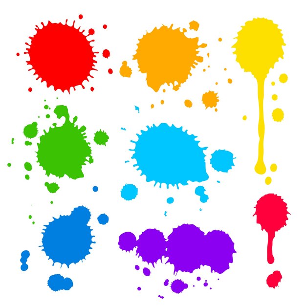 Collection of splats splashes and blobs