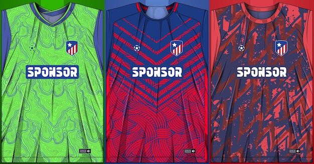 Vettore gratuito collezione di magliette sportive - maglia da calcio per sublimazione