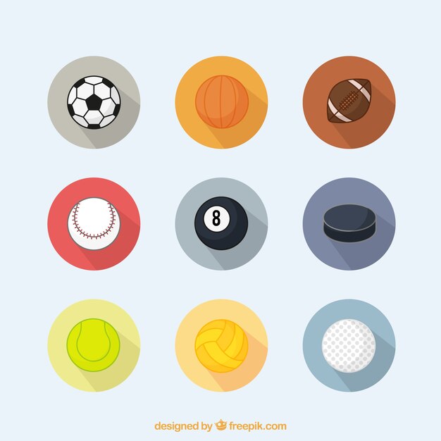 Коллекция спортивный мяч в плоской конструкции