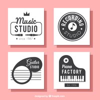 Free vector collection of square cards for a music studio