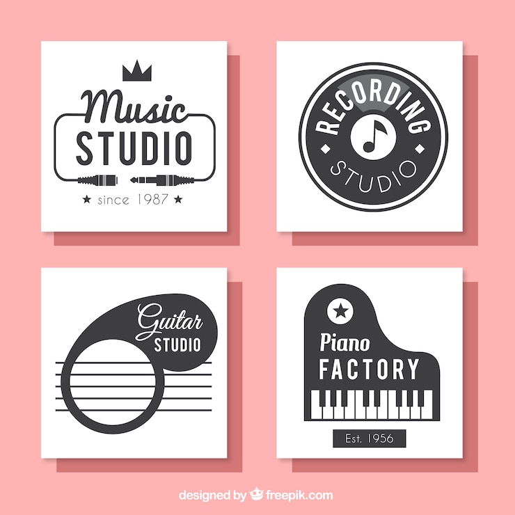 Free Vector collection of square cards for a music studio