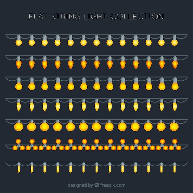 Collection of string lights in flat style