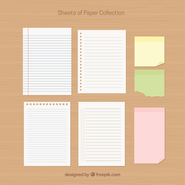 Free vector collection of striped leaves with sticky notes