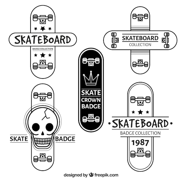 Коллекция стильных современных скейтборд