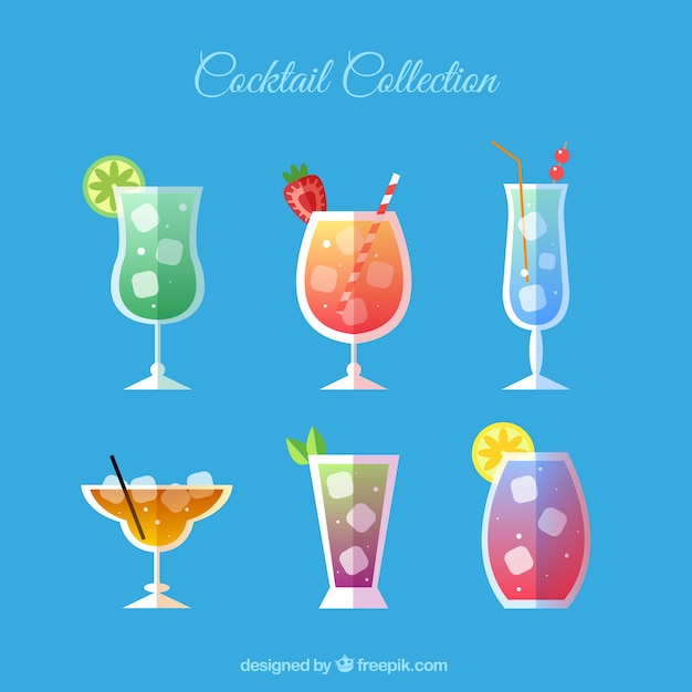 Free vector collection of summer drink in flat design