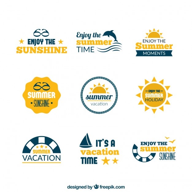 Free vector collection summer label in flat design